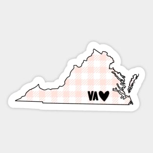 USA States: Virginia (pink plaid) Sticker